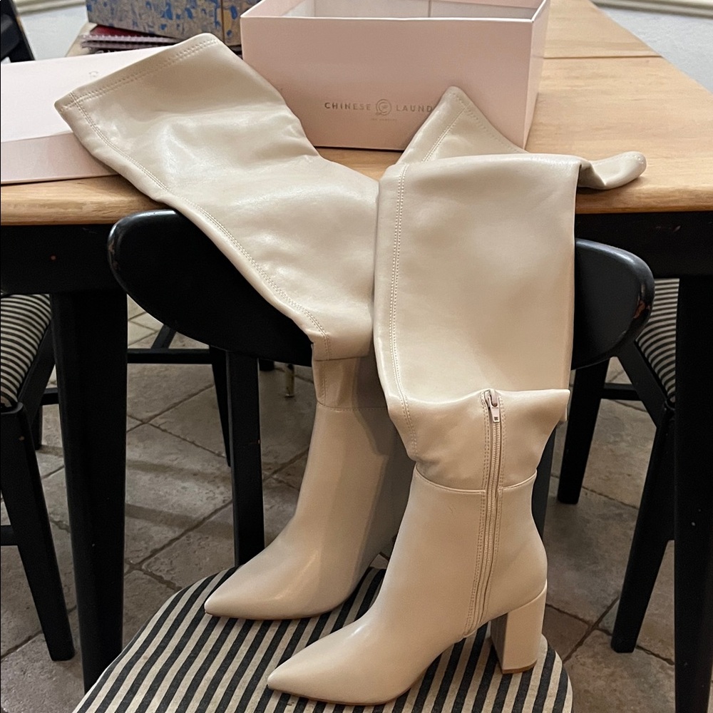 Chinese Laundry Women's Over the Knee Cream Boots